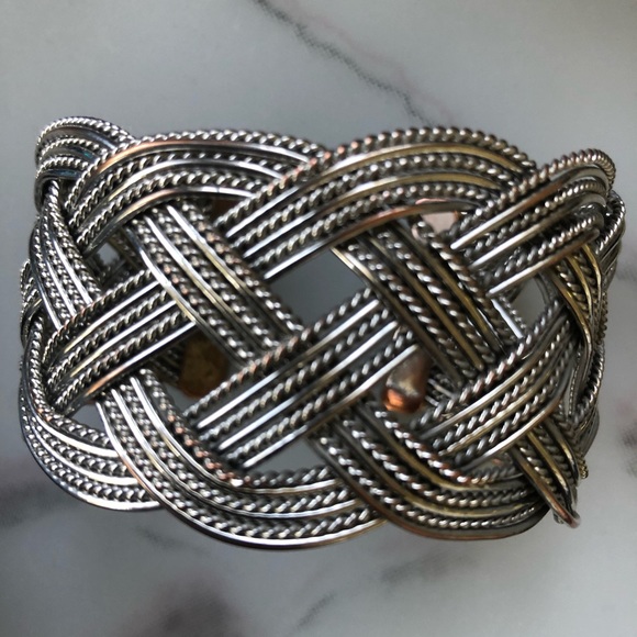 Silver-tone Braided Cuff Bracelet - Picture 2 of 5